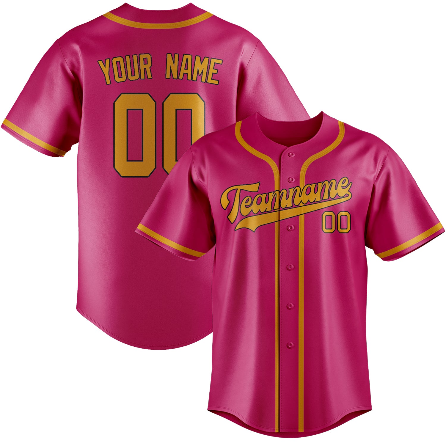 Maillot de baseball personnalisé rose et jaune