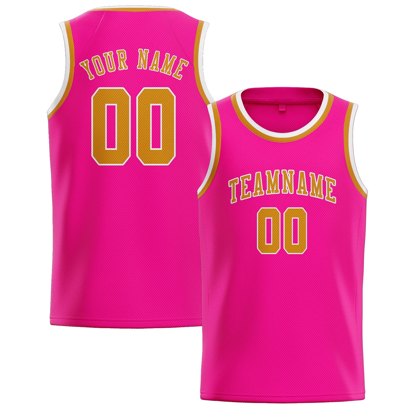 Maillot de basketball personnalisé rose et jaune