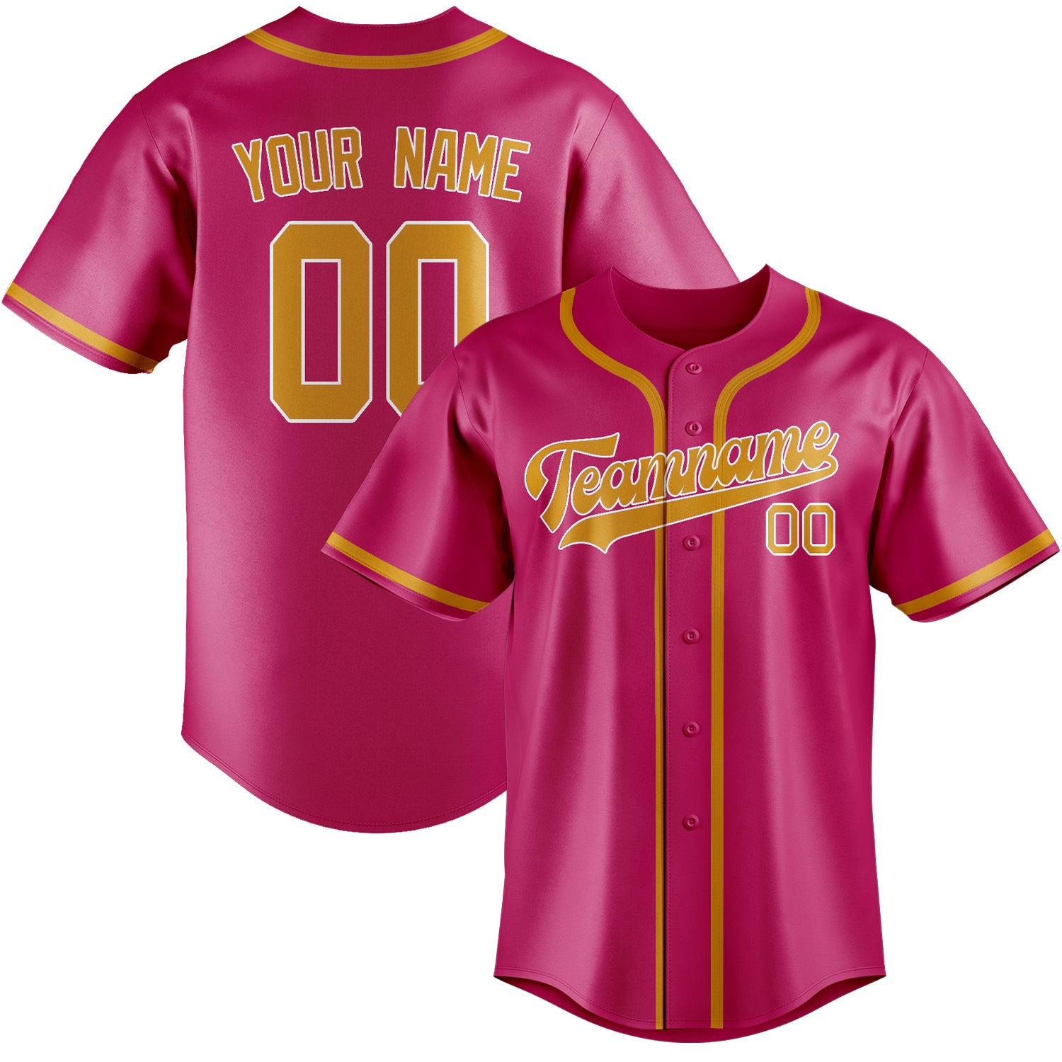 Maillot de baseball personnalisé rose et jaune