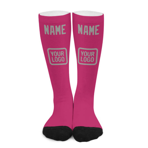 Chaussettes hautes roses et grises personnalisées