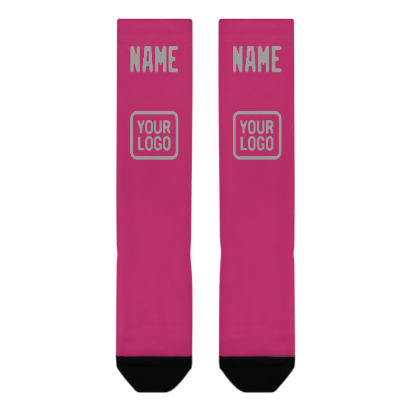 Chaussettes hautes roses et grises personnalisées