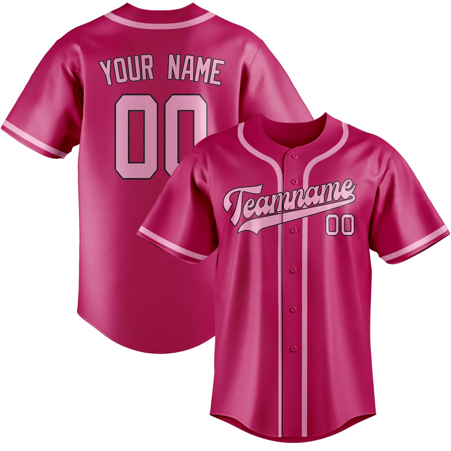 Maillot de baseball rose clair personnalisé