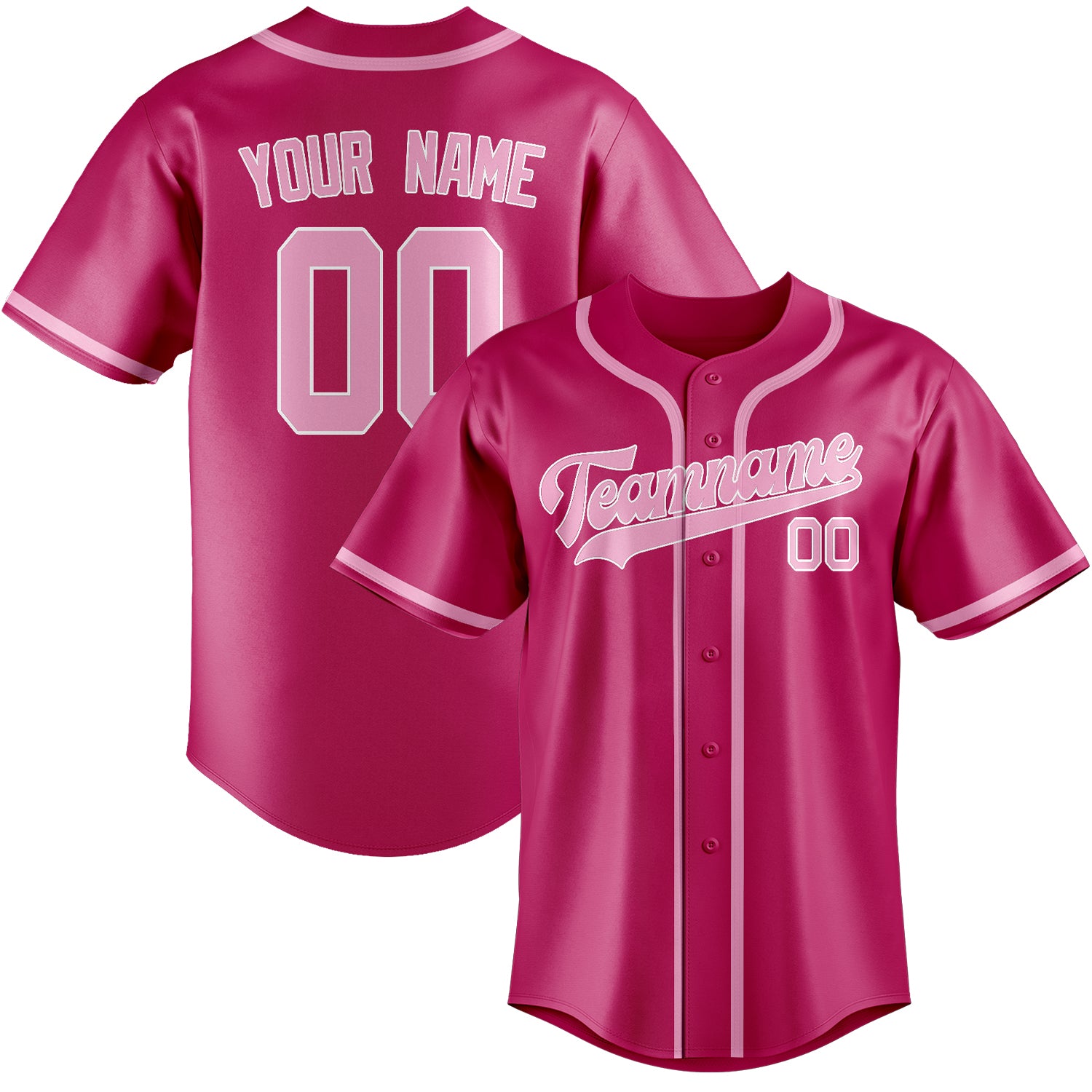 Maillot de baseball rose clair personnalisé