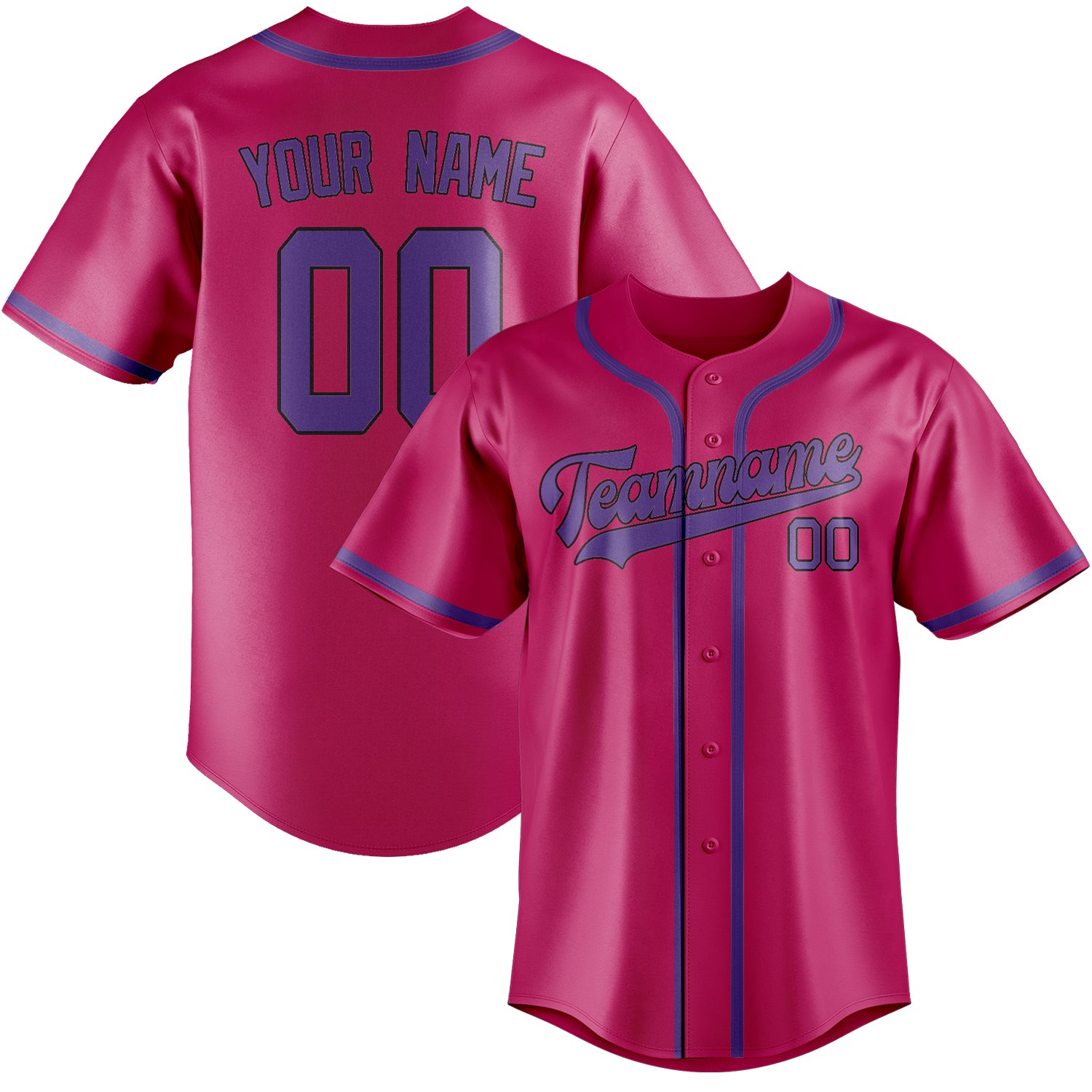 Maillot de baseball personnalisé rose et violet clair