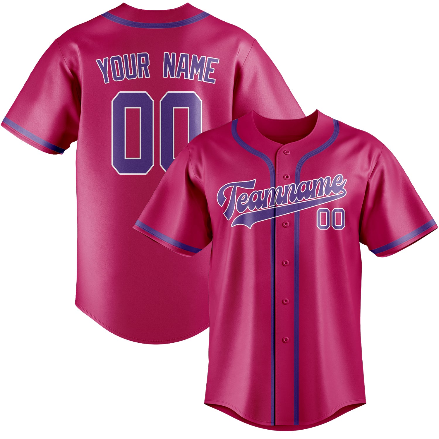Maillot de baseball personnalisé rose et violet clair