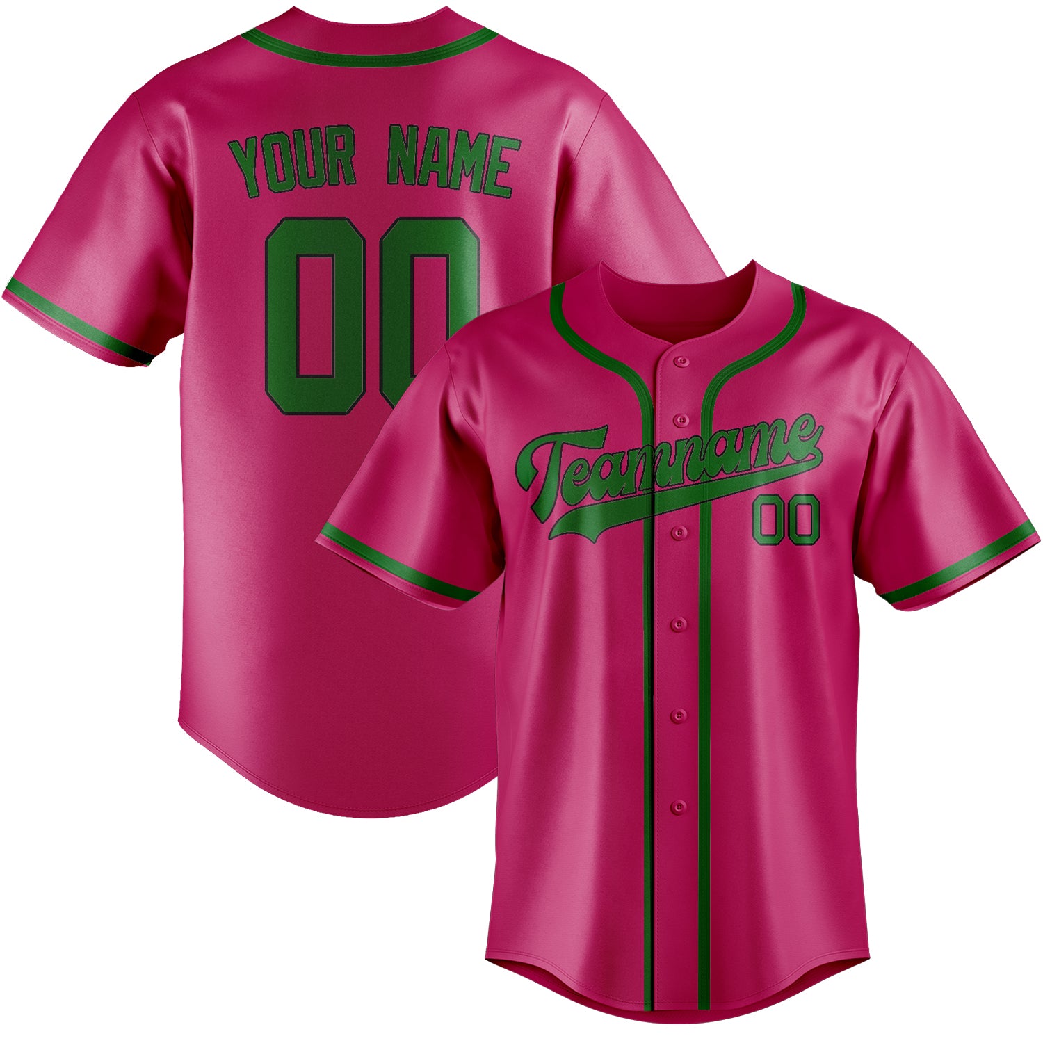 Maillot de baseball personnalisé rose et vert émeraude