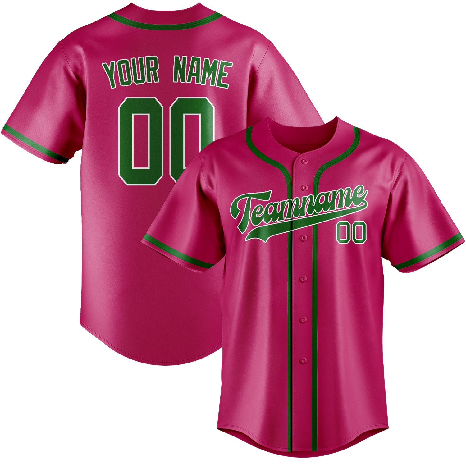 Maillot de baseball personnalisé rose et vert émeraude