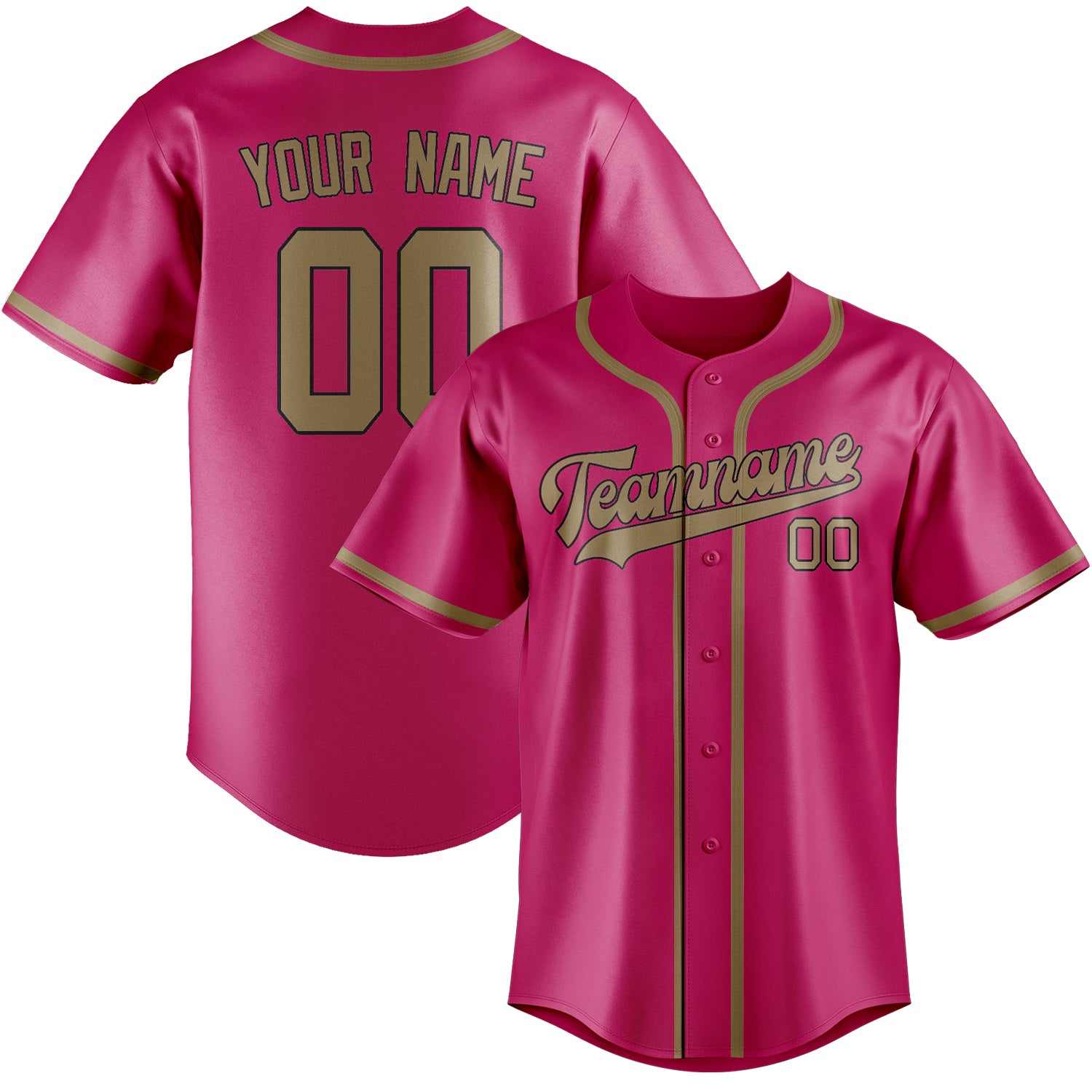 Maillot de baseball rose clair kaki personnalisé