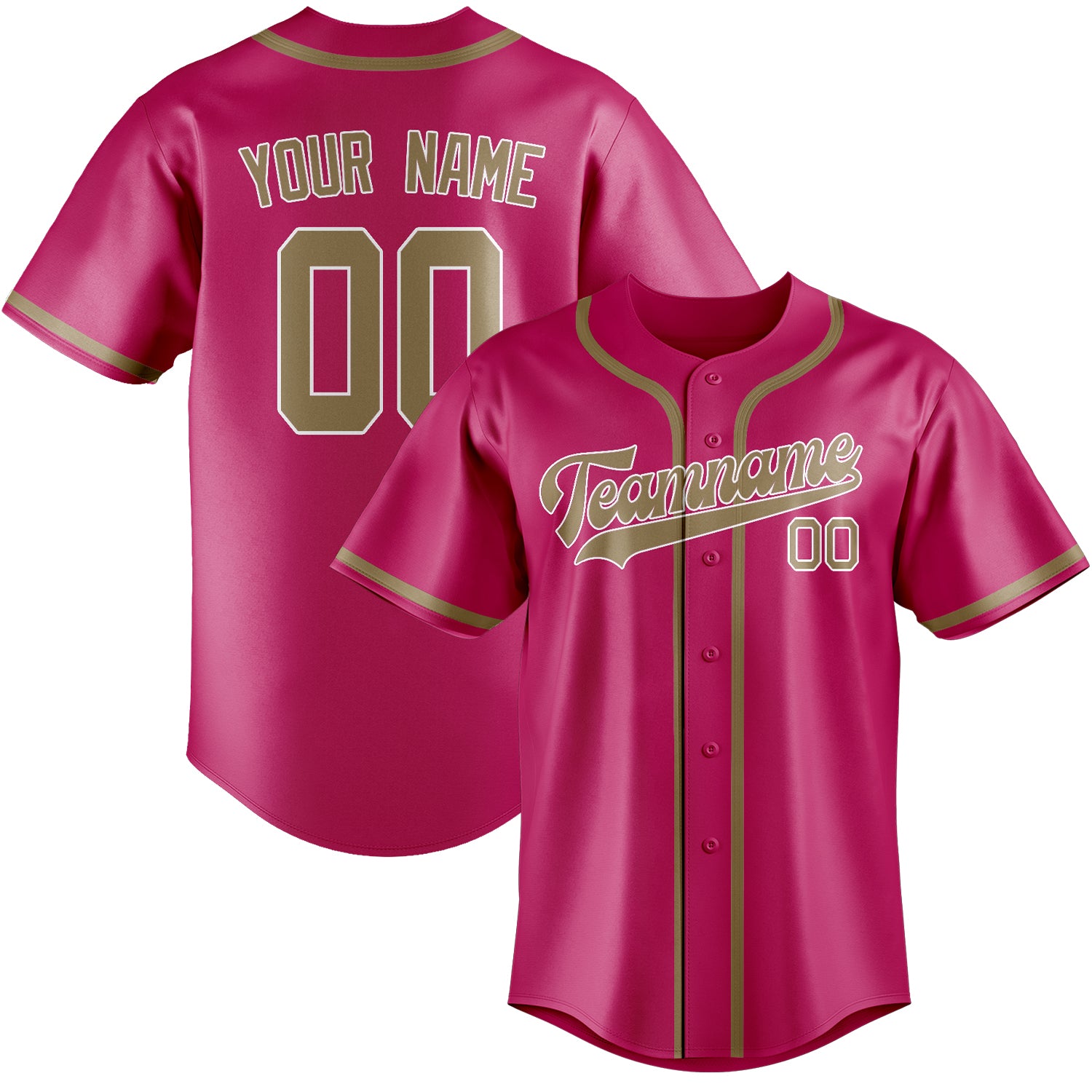 Maillot de baseball rose clair kaki personnalisé