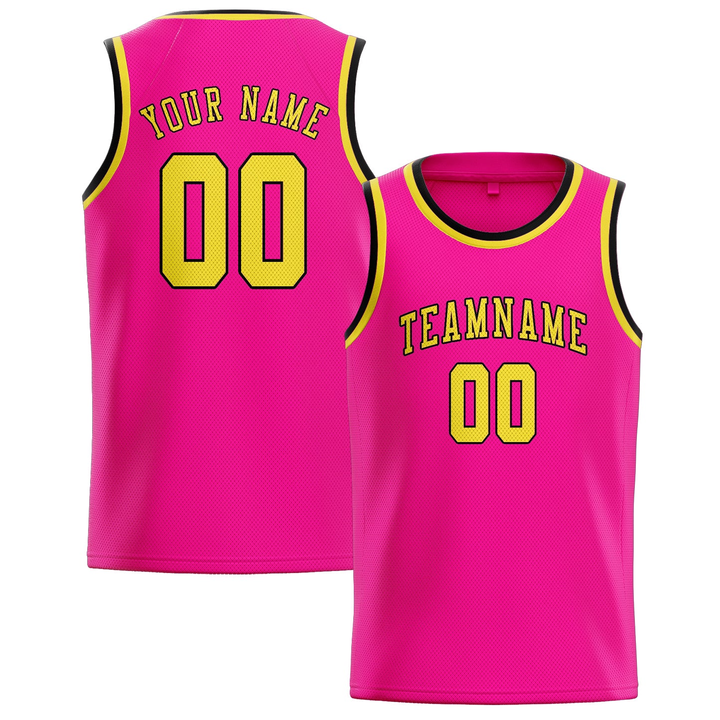Maillot de basketball personnalisé rose et jaune clair