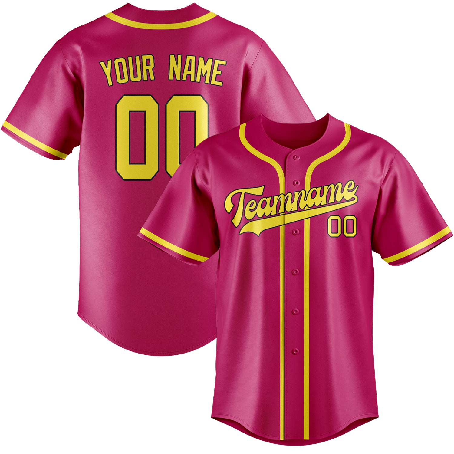 Maillot de baseball personnalisé rose et jaune clair