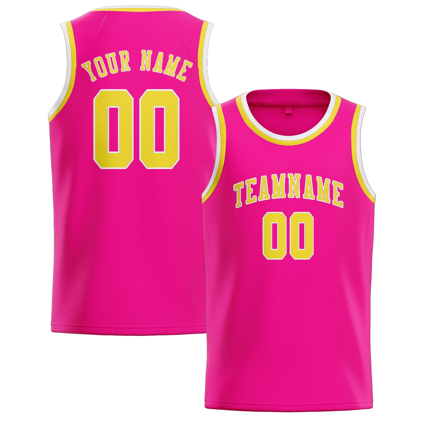 Maillot de basketball personnalisé rose et jaune clair