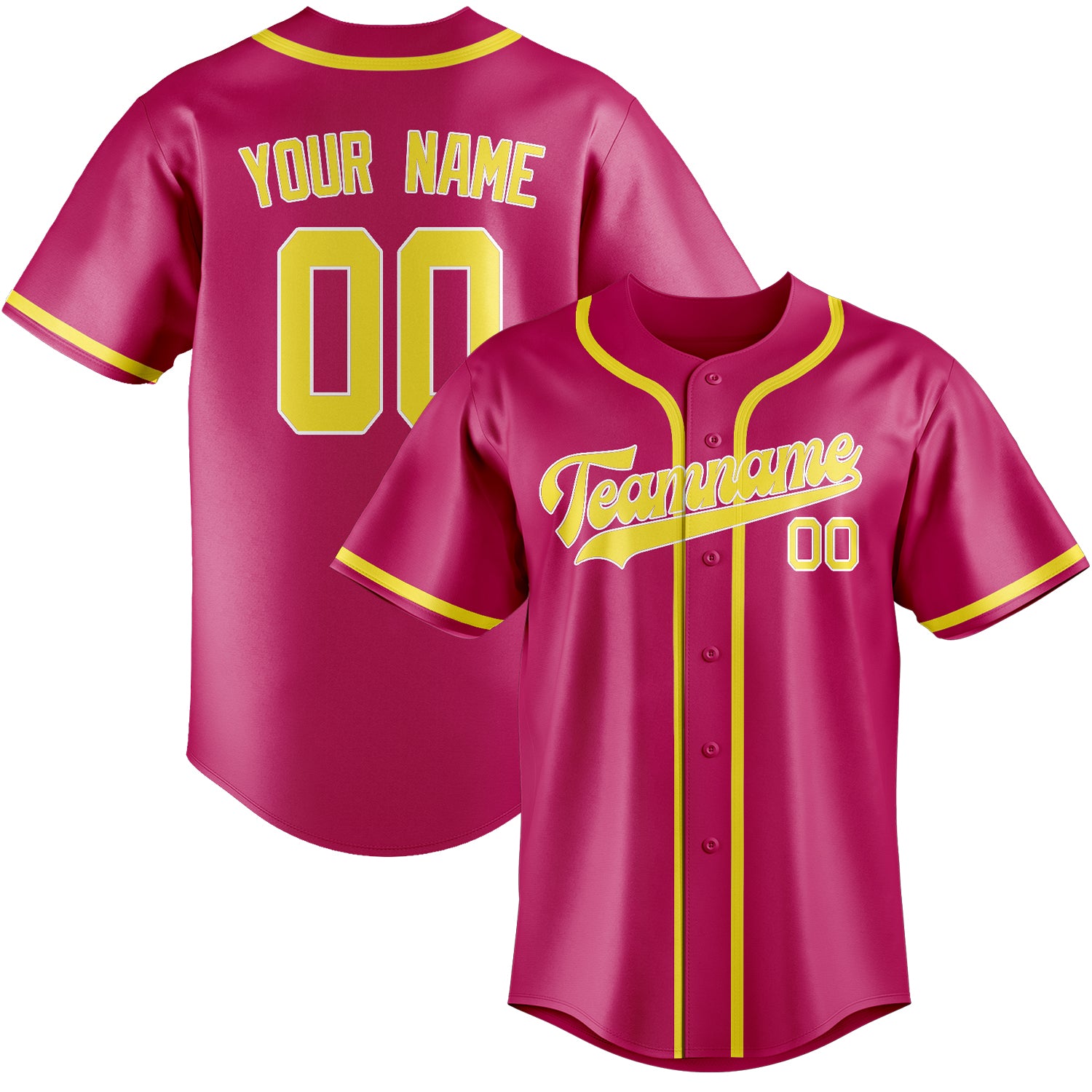 Maillot de baseball personnalisé rose et jaune clair