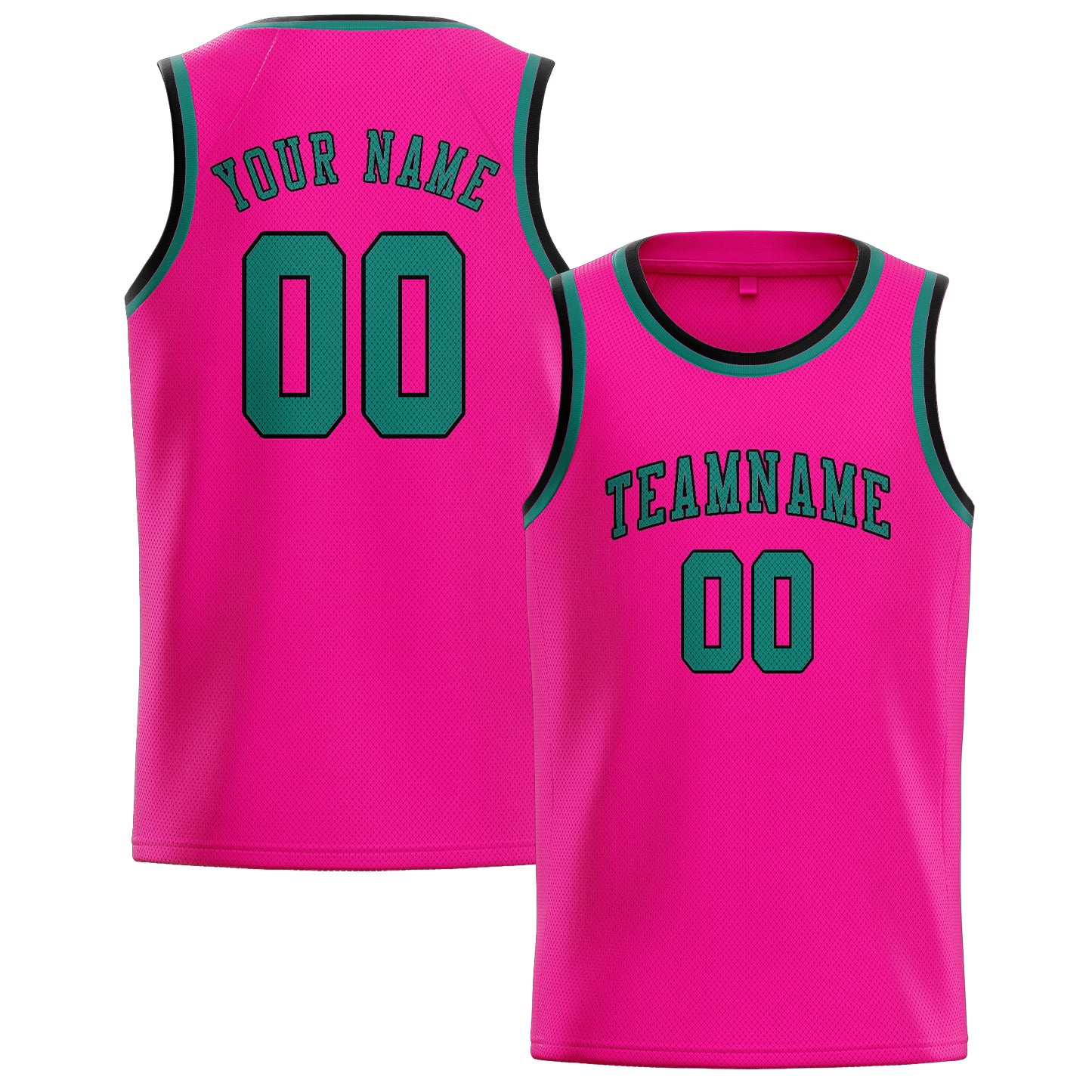Maillot de basketball personnalisé rose, bleu et vert