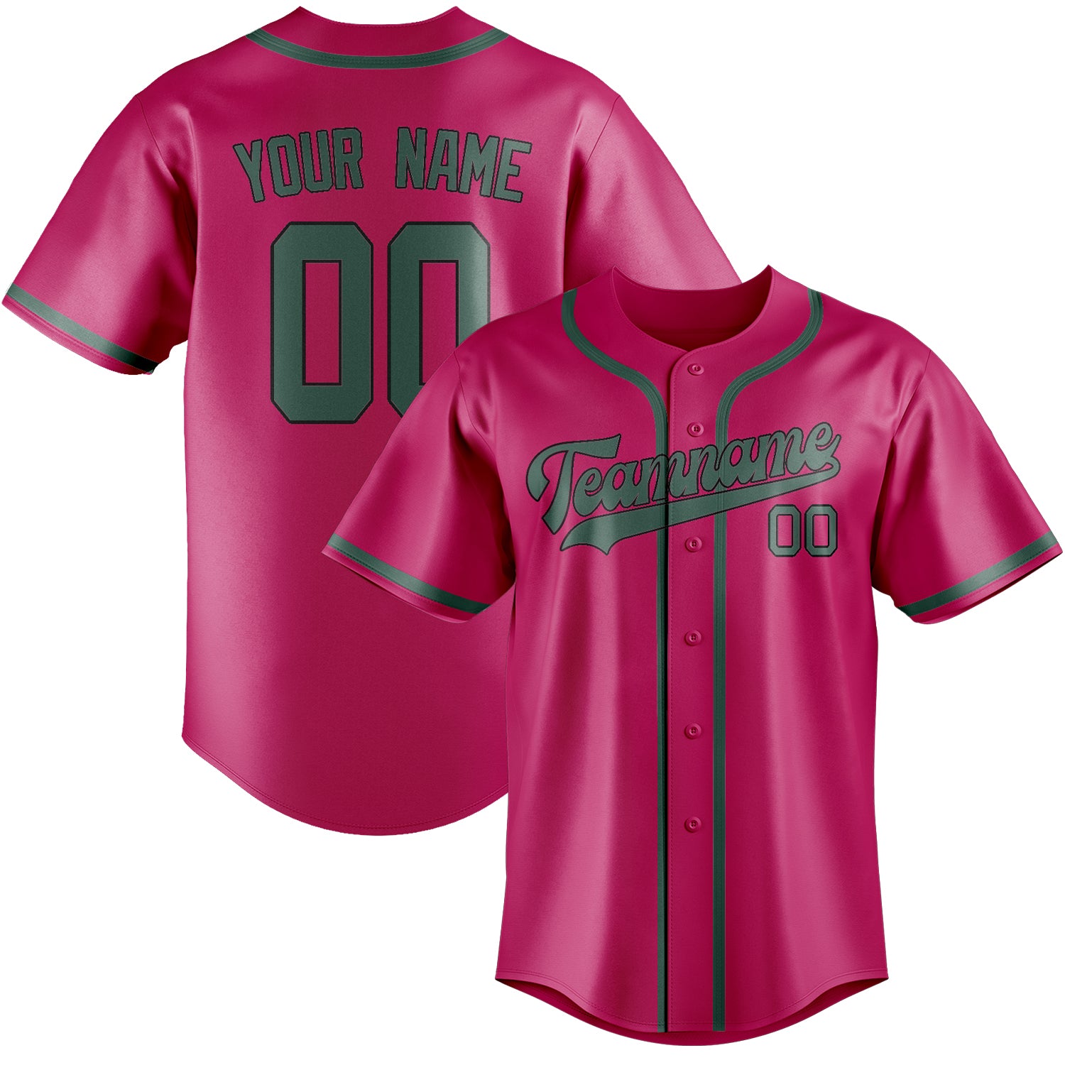 Maillot de baseball personnalisé rose, bleu et vert