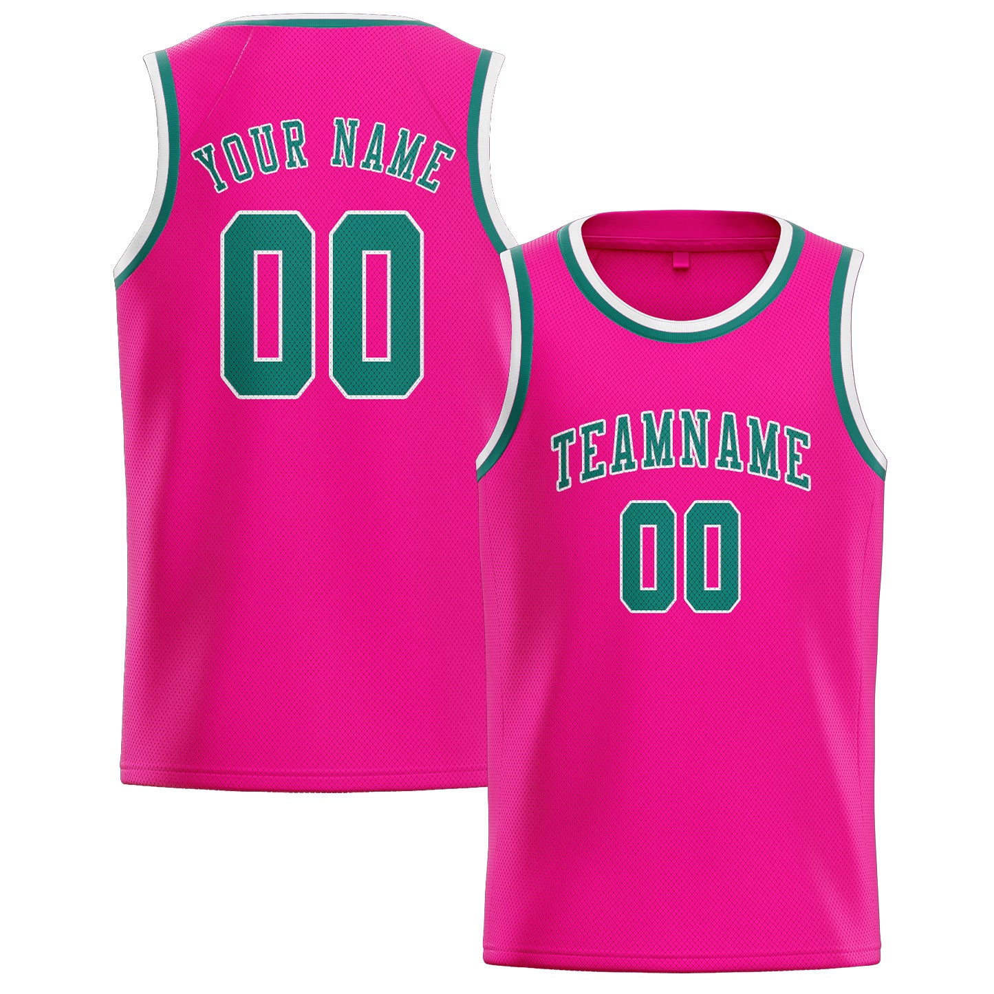 Maillot de basketball personnalisé rose, bleu et vert