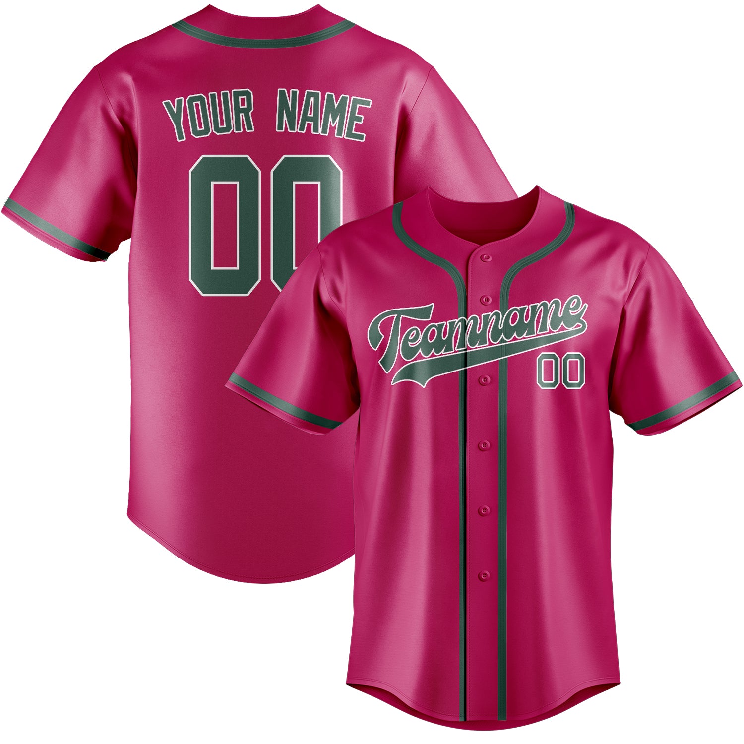 Maillot de baseball personnalisé rose, bleu et vert
