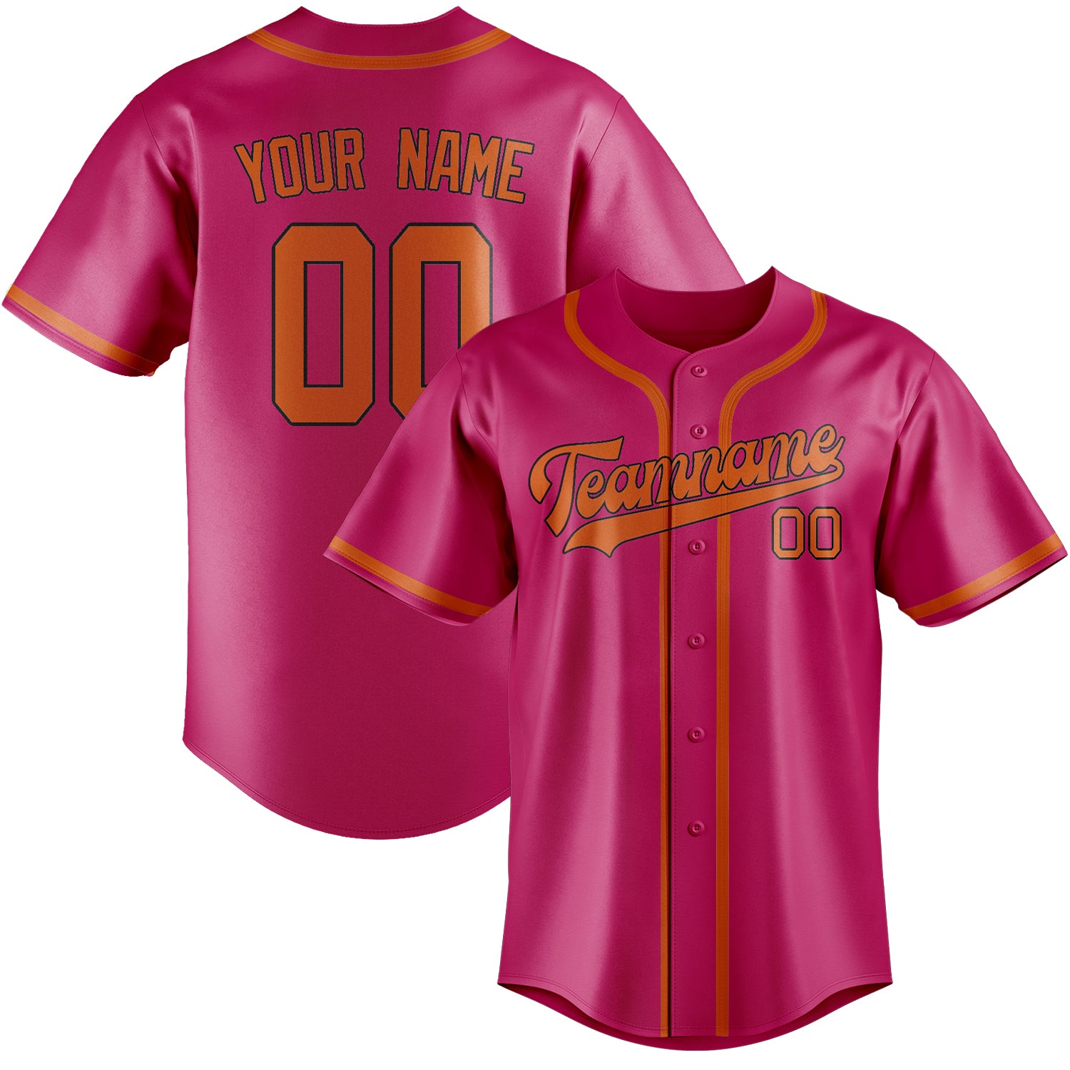 Maillot de baseball rose et orange personnalisé