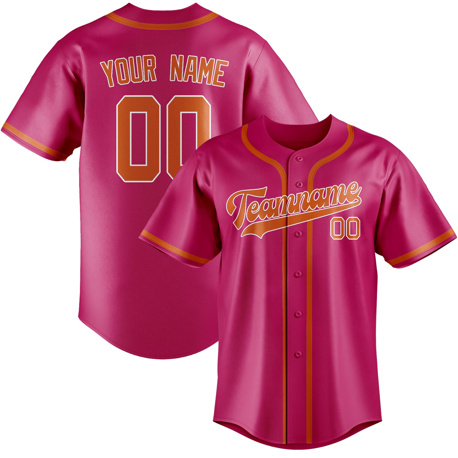 Maillot de baseball rose et orange personnalisé