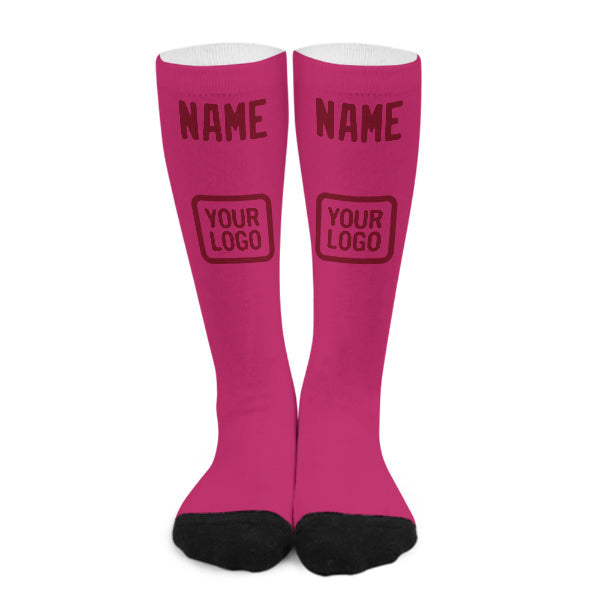 Chaussettes hautes personnalisées rose carmin et rouge cramoisi