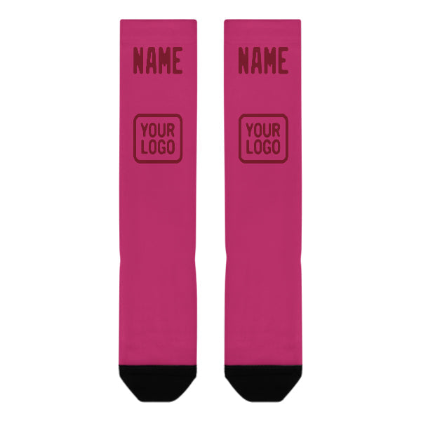 Chaussettes hautes personnalisées rose carmin et rouge cramoisi
