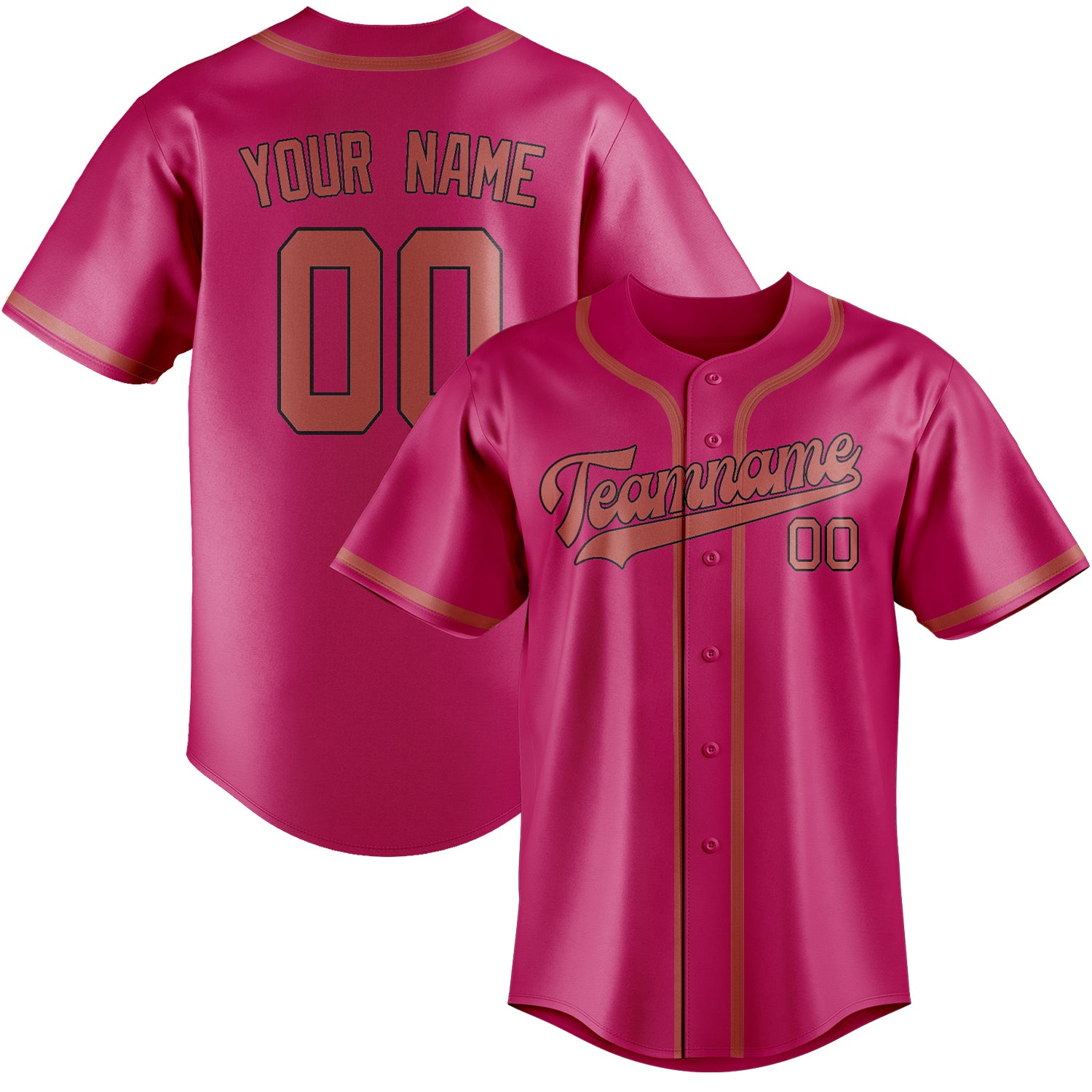 Maillot de baseball personnalisé rose cuivré rose