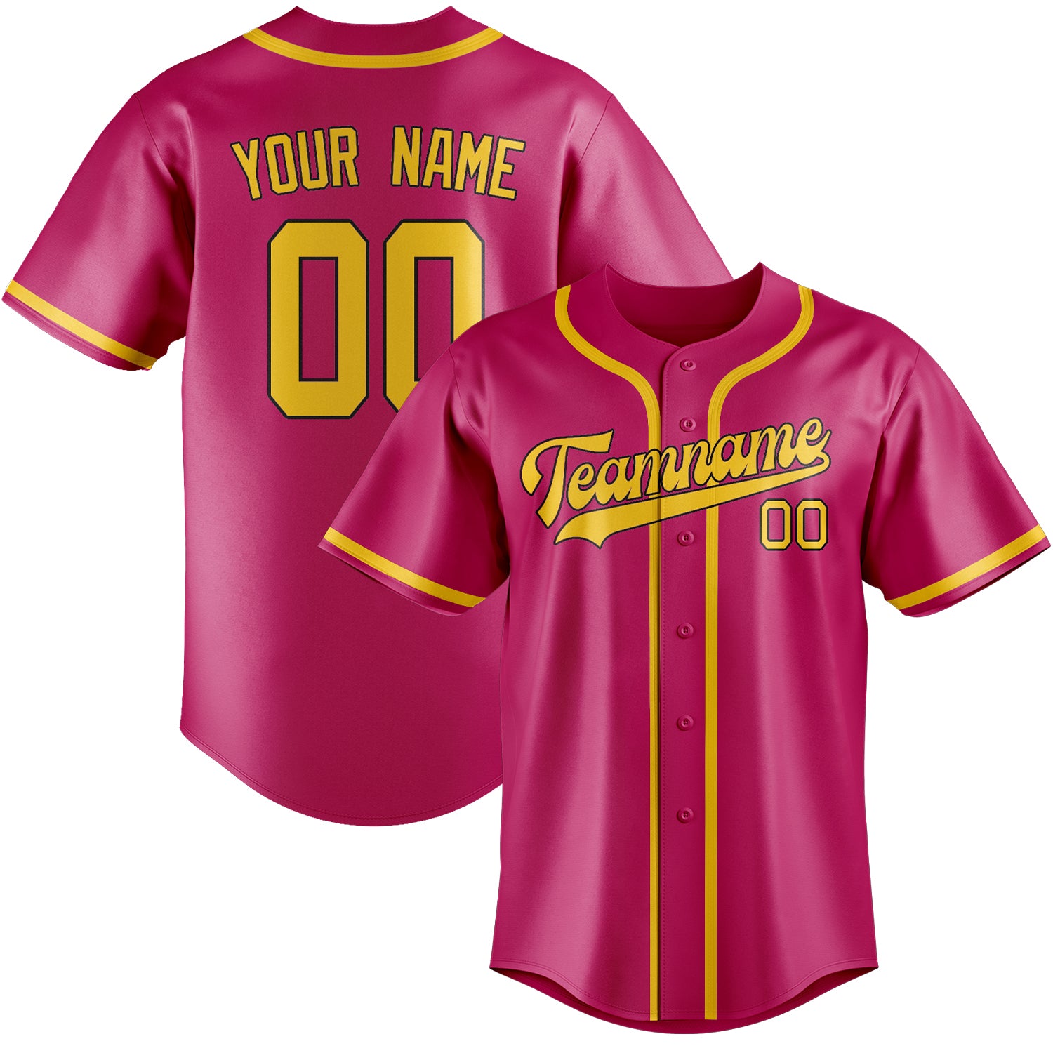 Maillot de baseball rose et or personnalisé
