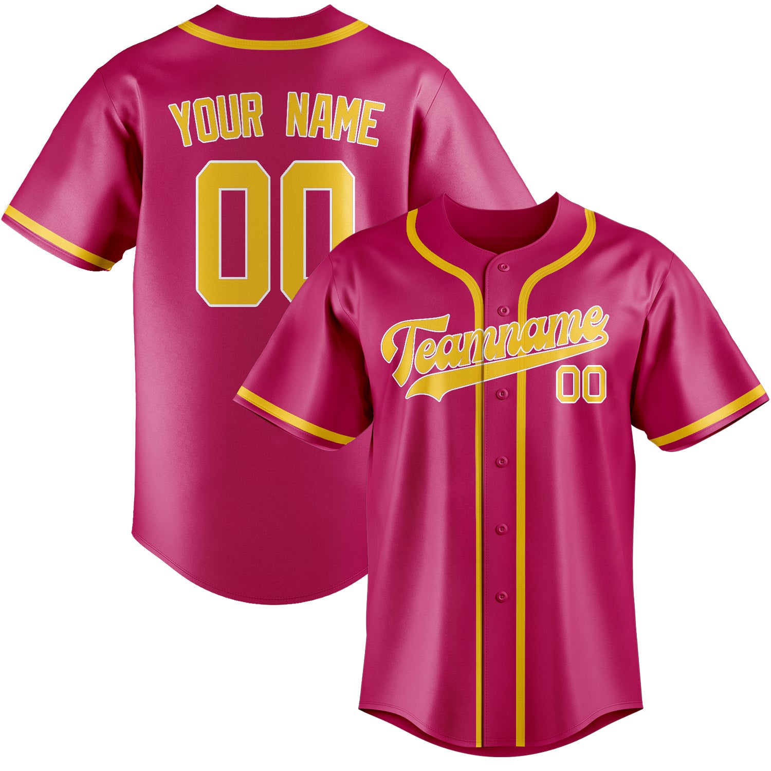 Maillot de baseball rose et or personnalisé