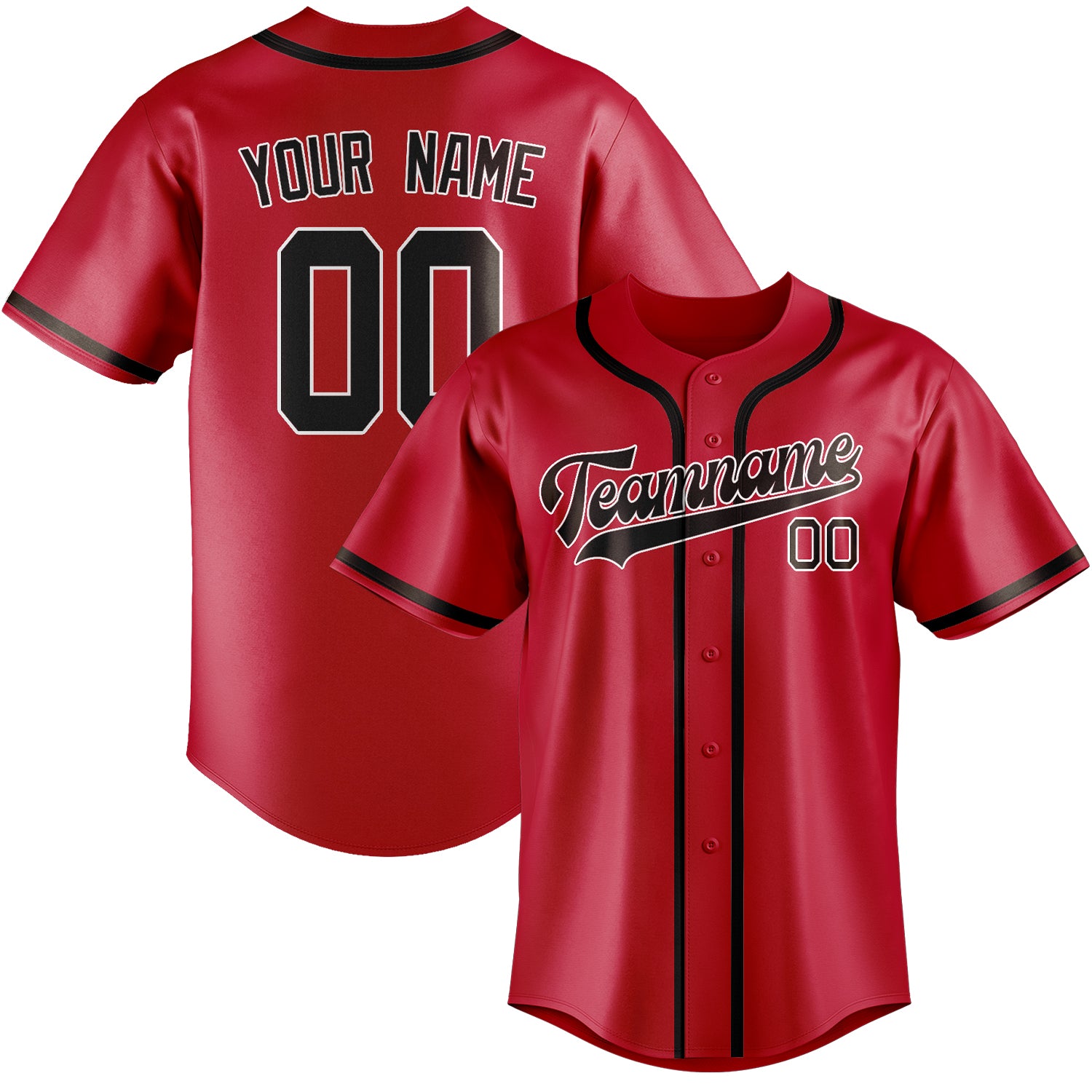 Maillot de baseball personnalisé rouge-brun