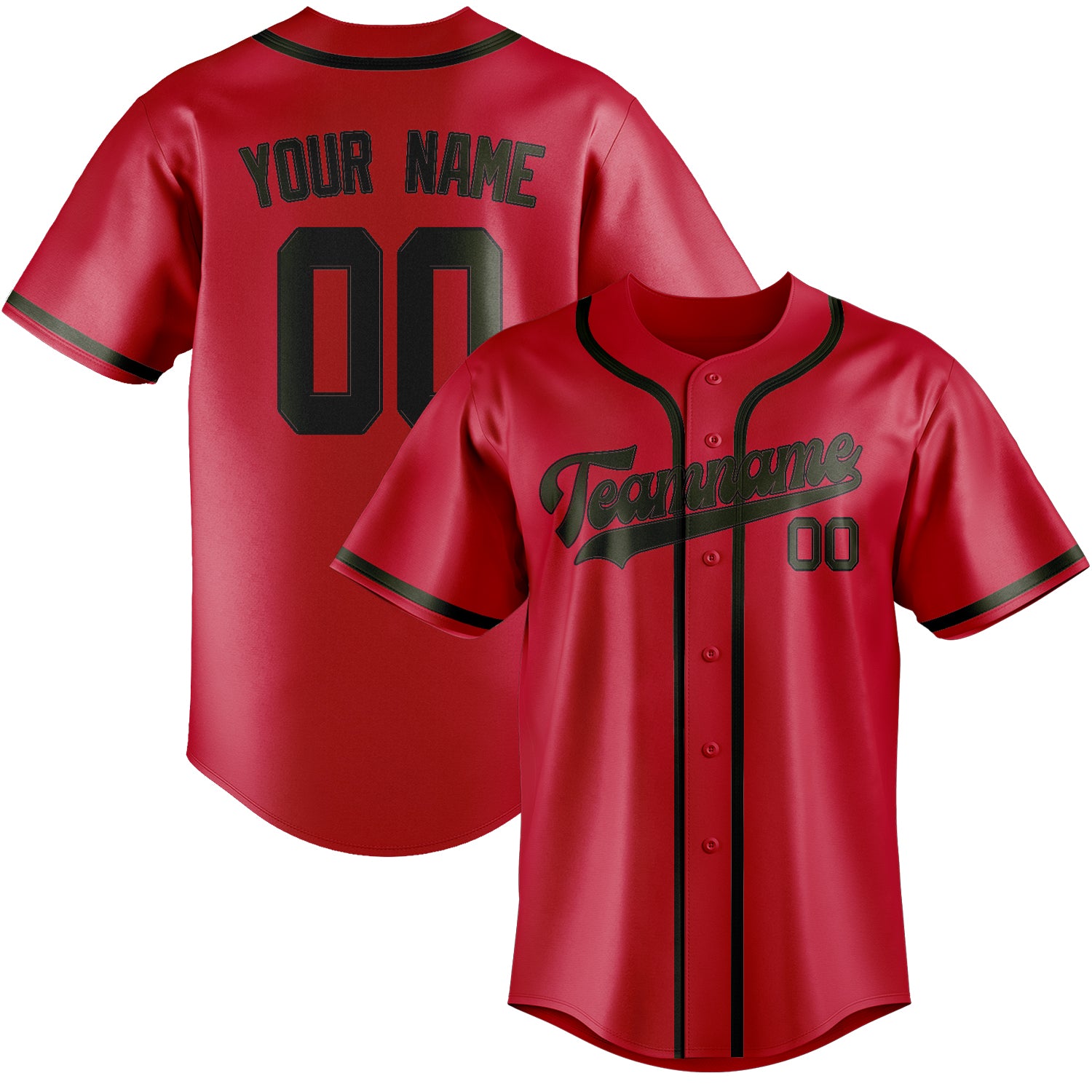 Maillot de baseball personnalisé rouge olive