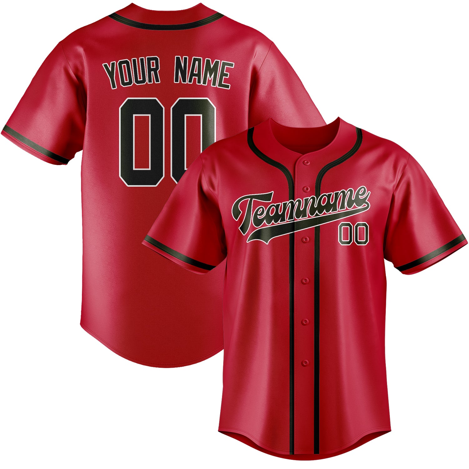 Maillot de baseball personnalisé rouge olive