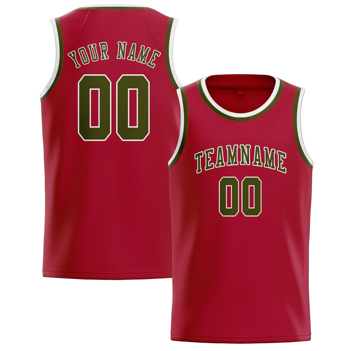 Maillot de basketball personnalisé rouge olive