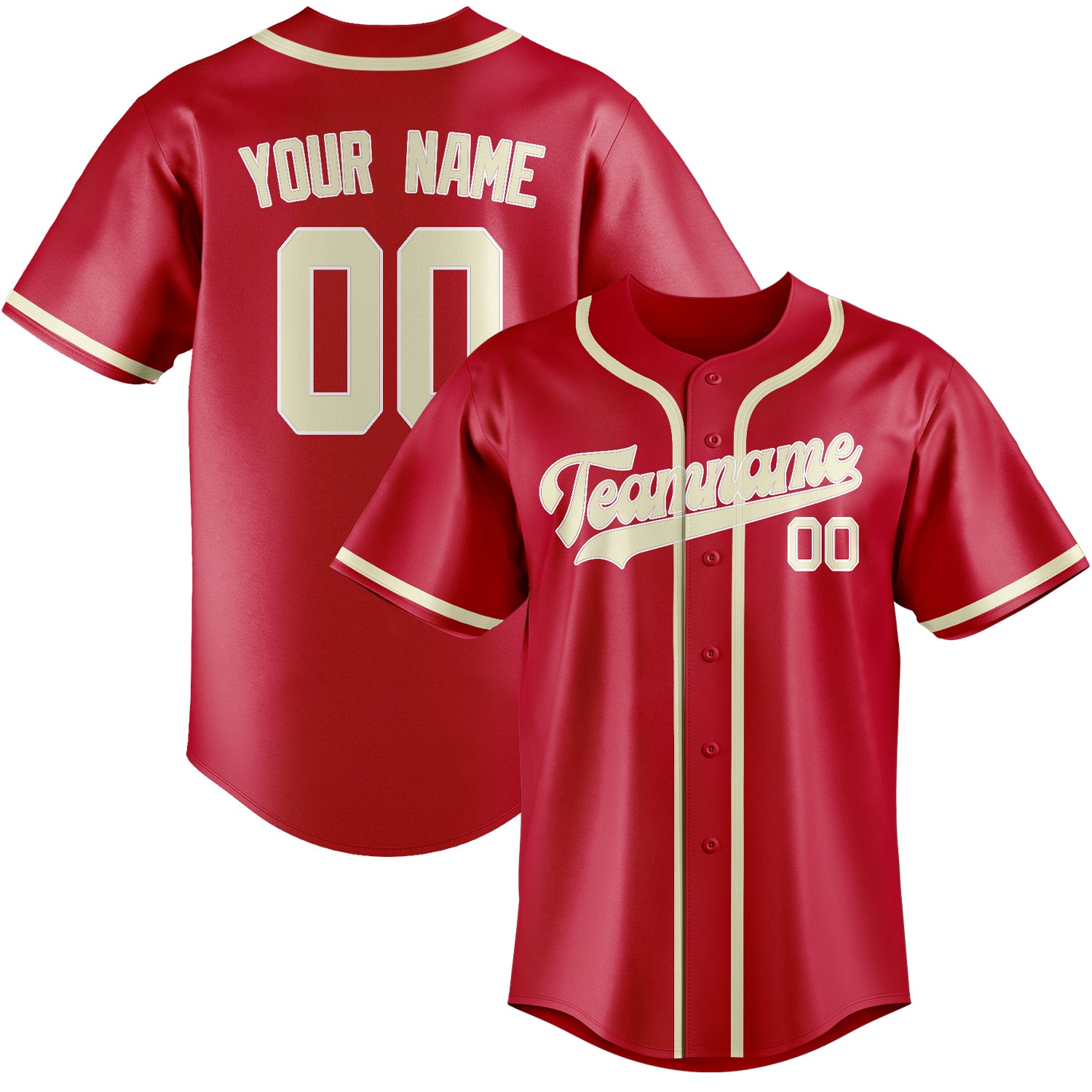 Maillot de baseball personnalisé rouge crème