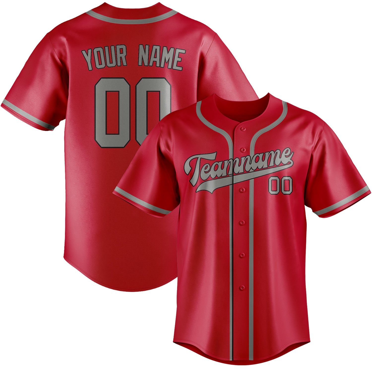 Maillot de baseball personnalisé rouge et gris