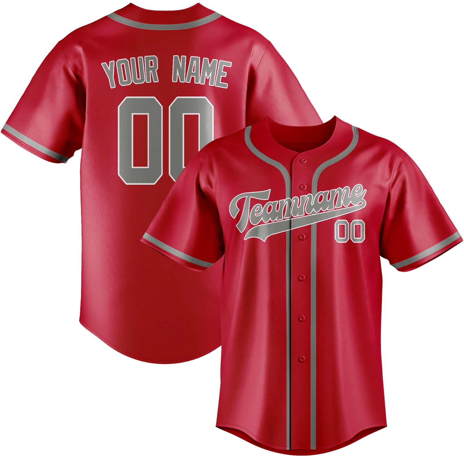 Maillot de baseball personnalisé rouge et gris