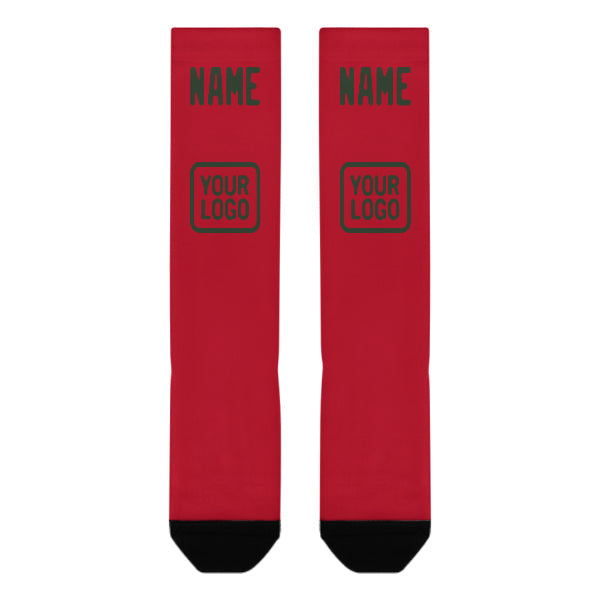 Chaussettes hautes personnalisées rouges et vert foncé