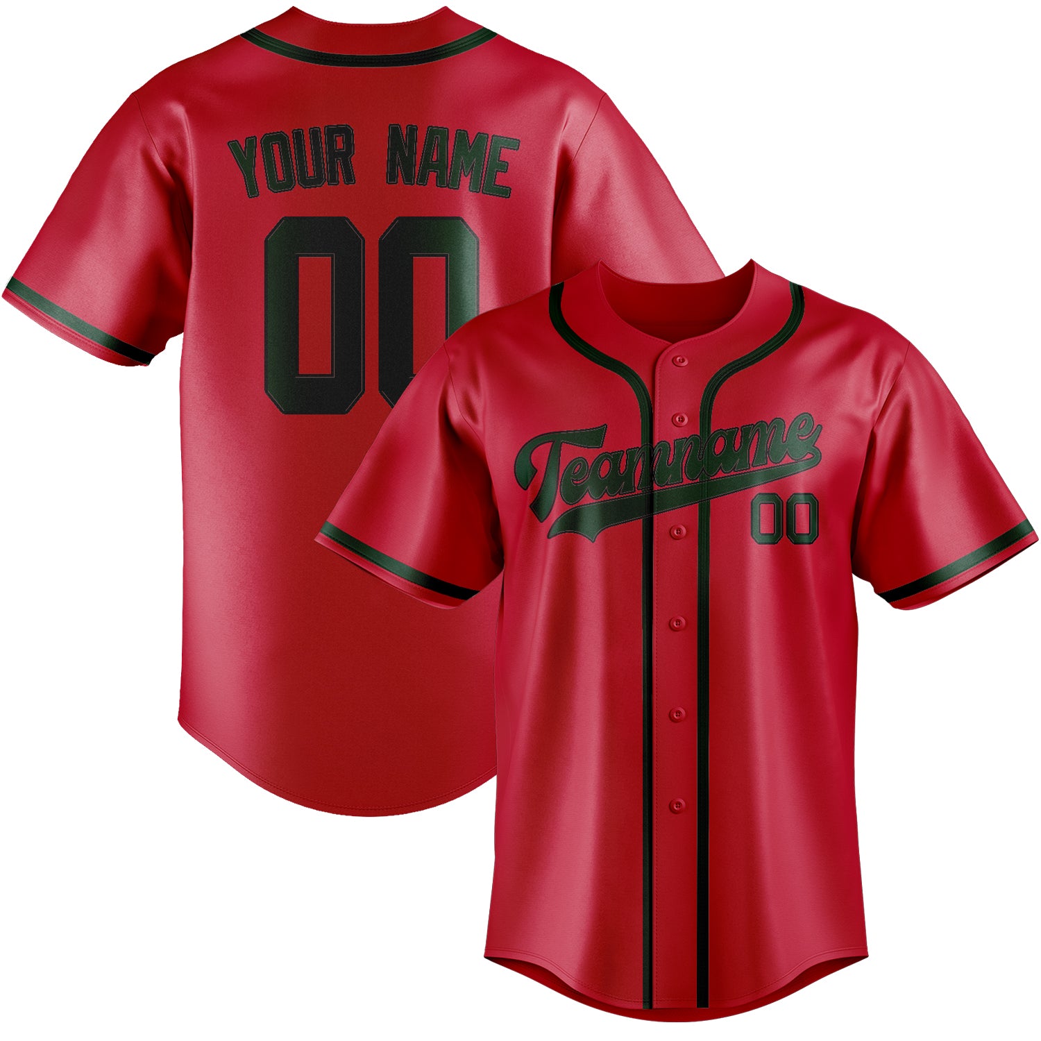 Maillot de baseball personnalisé rouge et vert