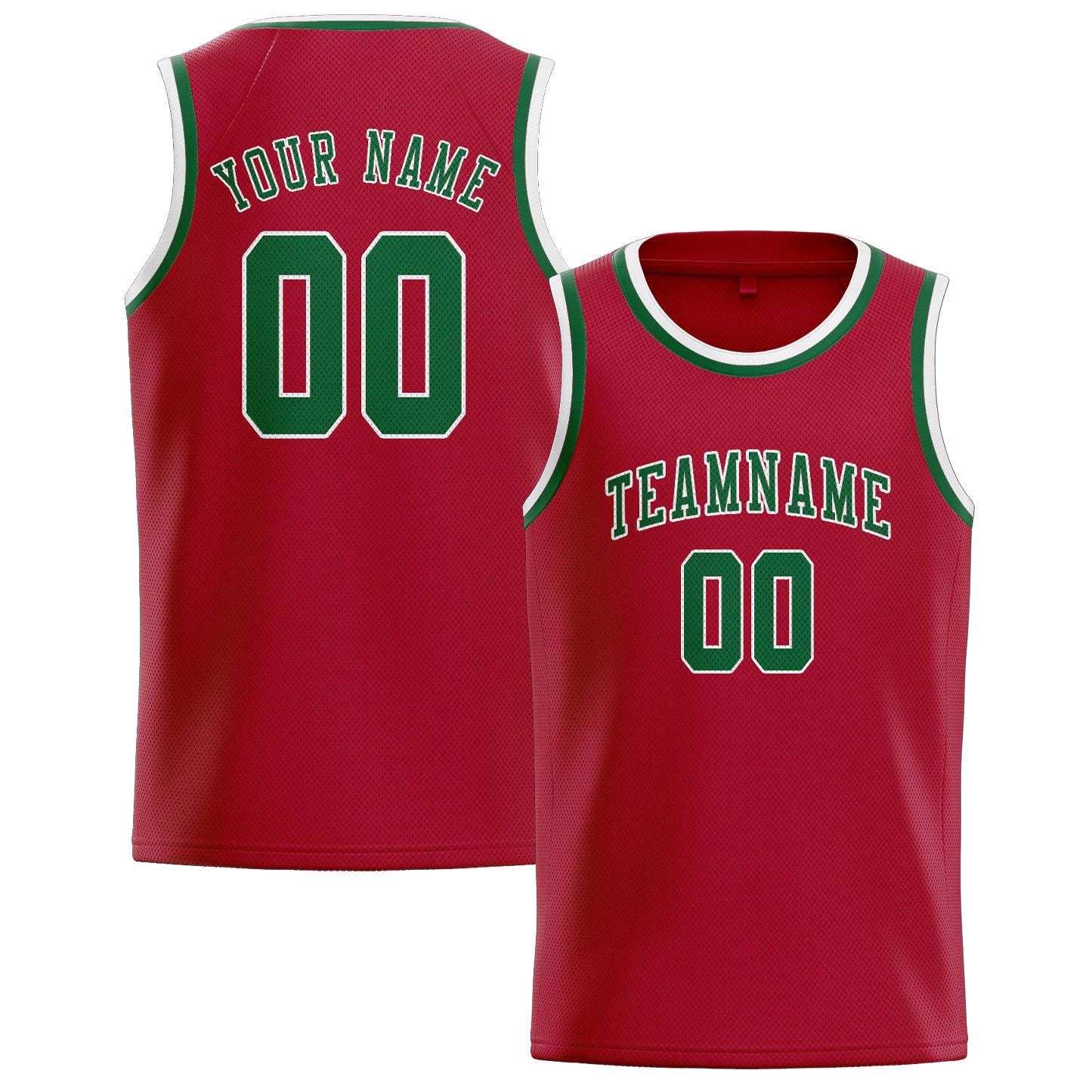 Maillot de basketball rouge et vert personnalisé