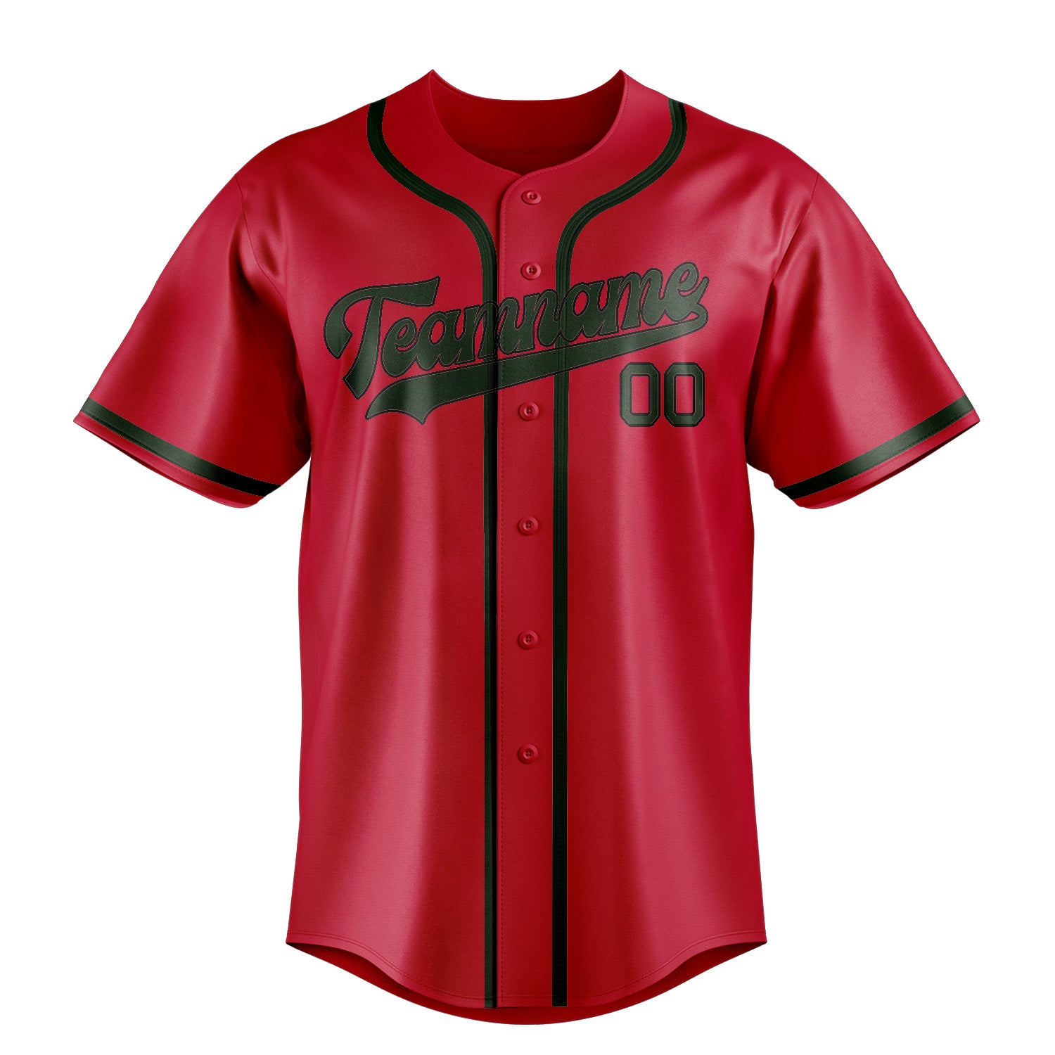 Maillot de baseball personnalisé rouge et vert foncé