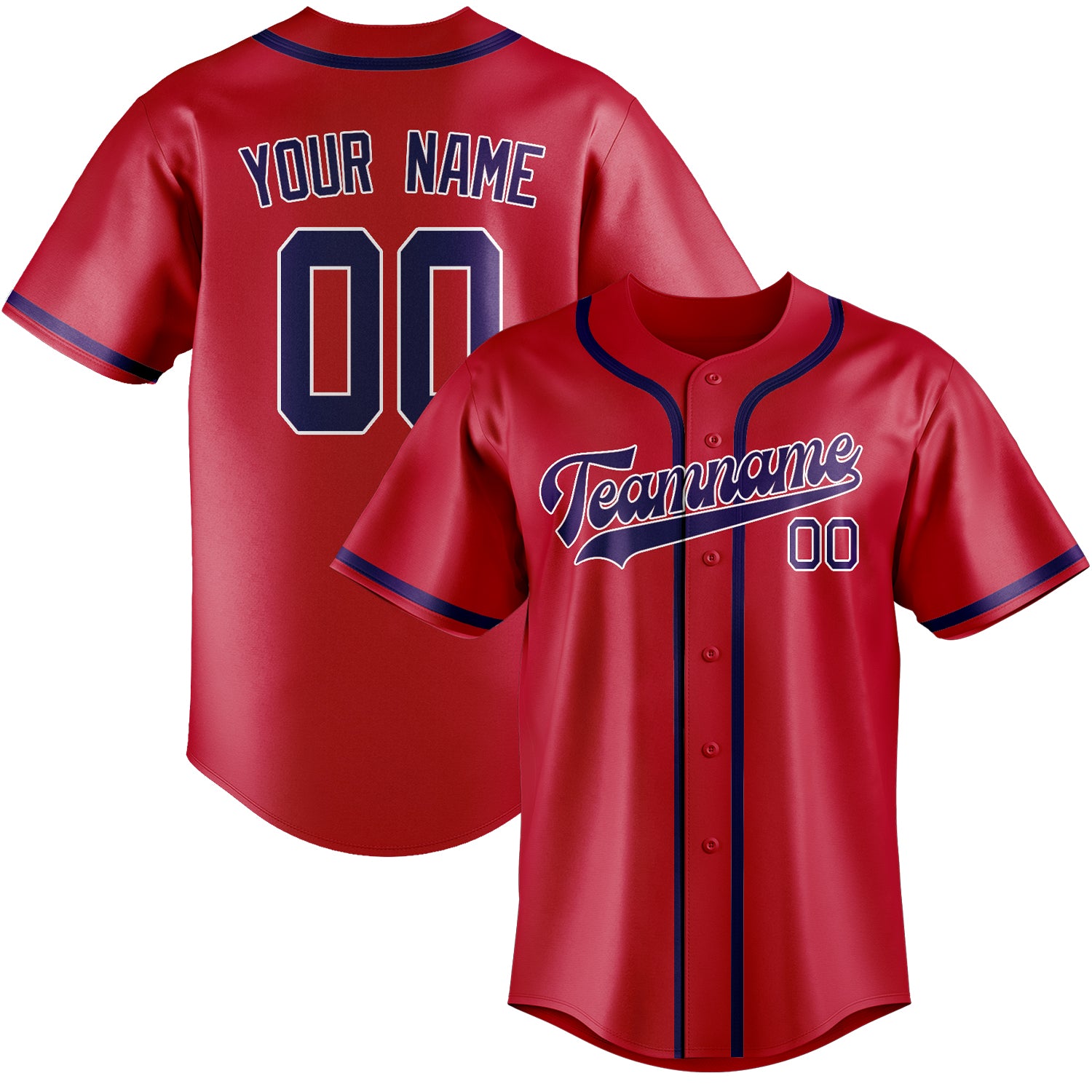 Maillot de baseball personnalisé rouge et violet