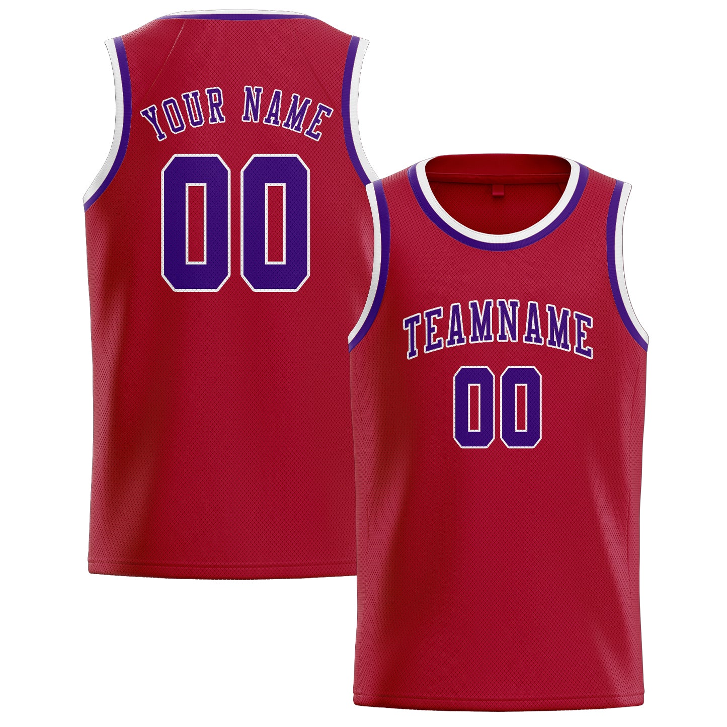 Maillot de basketball rouge et violet personnalisé