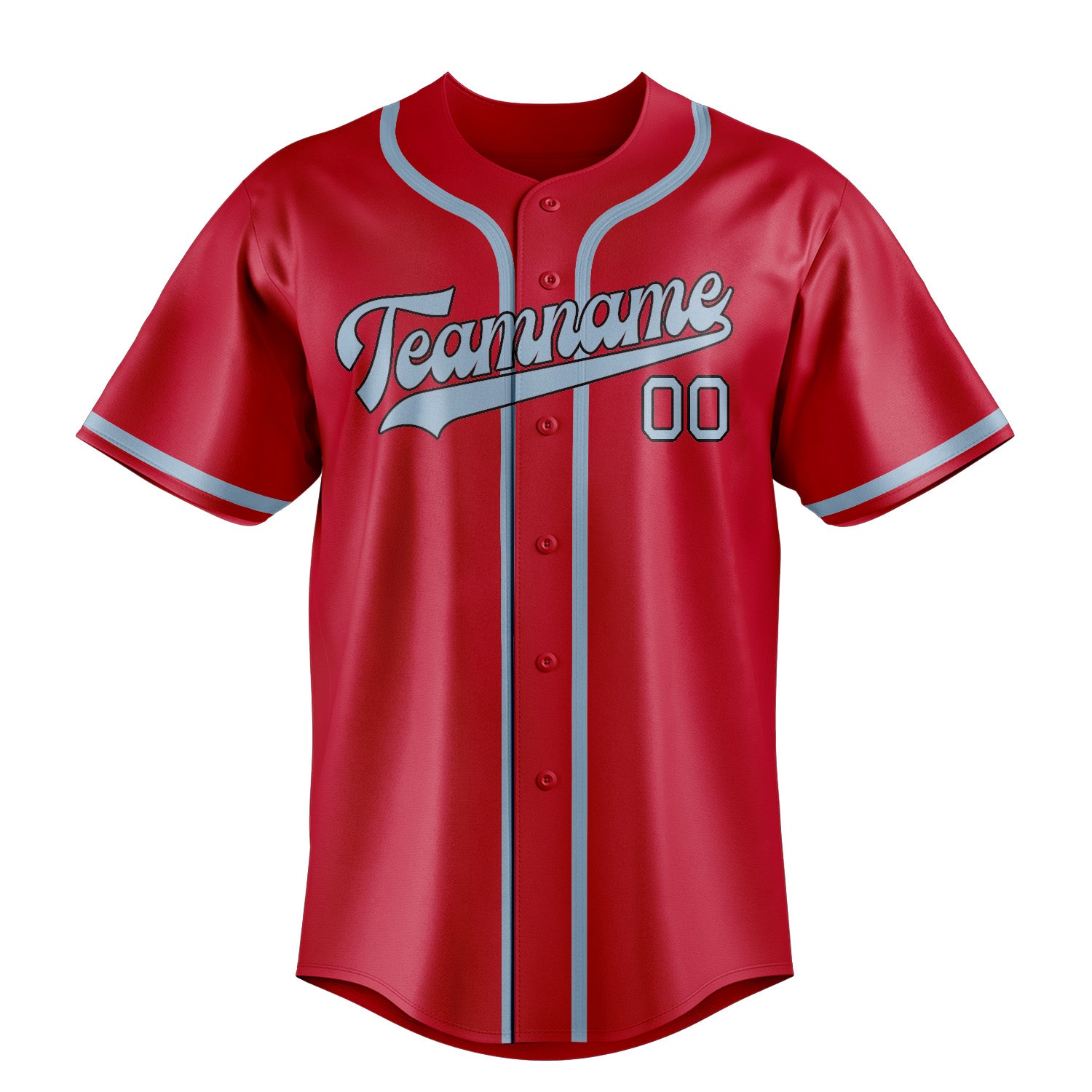 Maillot de baseball personnalisé rouge et bleu clair