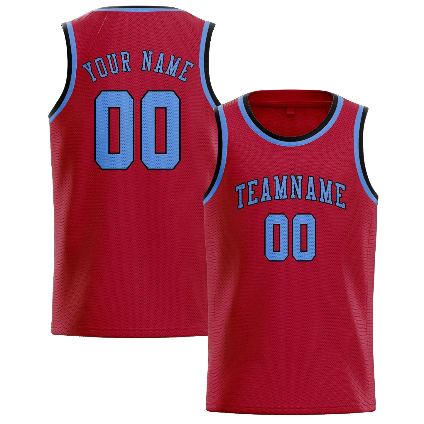Maillot de basketball personnalisé rouge et bleu clair