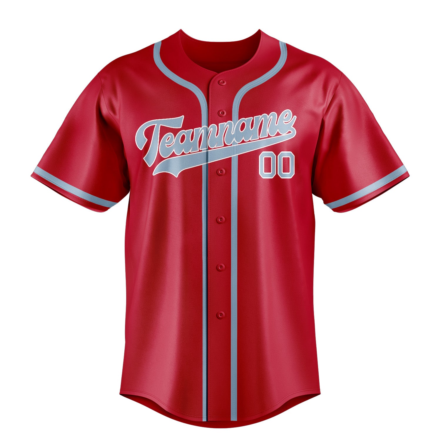 Maillot de baseball personnalisé rouge et bleu clair