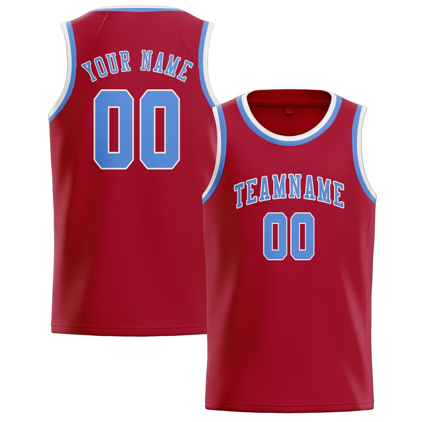 Maillot de basketball personnalisé rouge et bleu clair