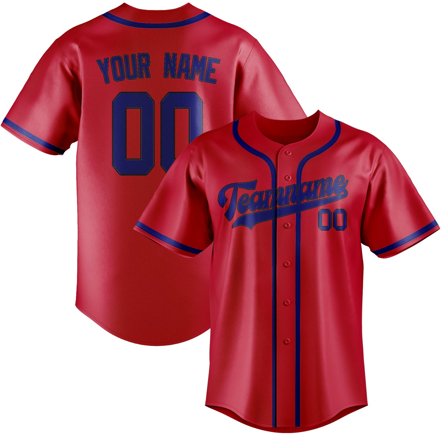 Maillot de baseball personnalisé rouge et bleu ciel
