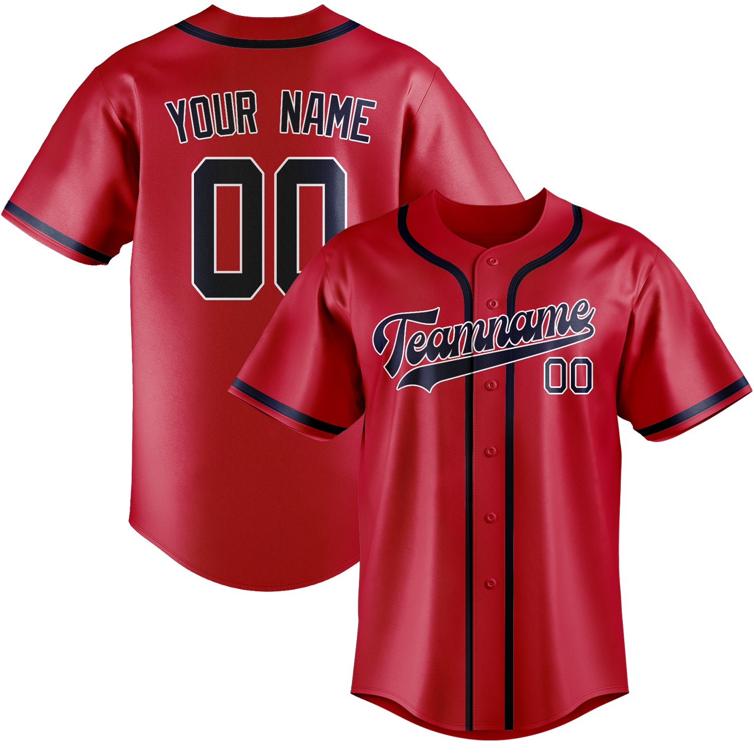 Maillot de baseball personnalisé rouge et bleu