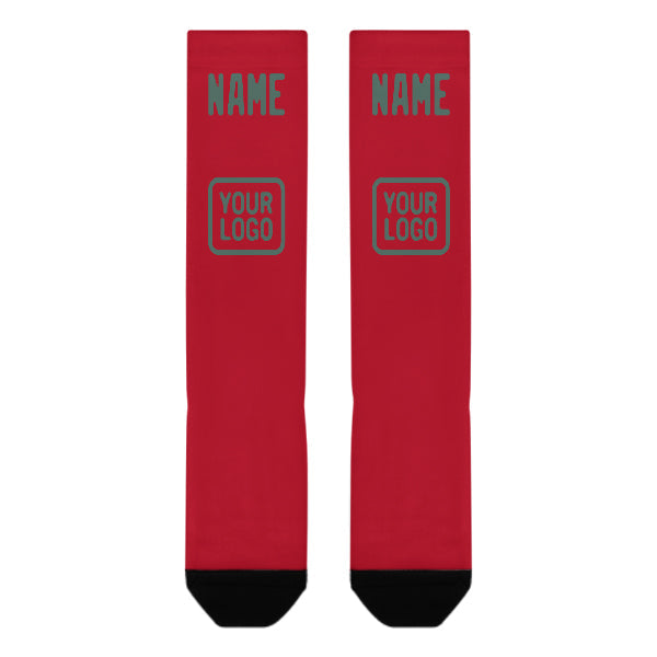 Chaussettes hautes personnalisées rouges, bleues et vertes