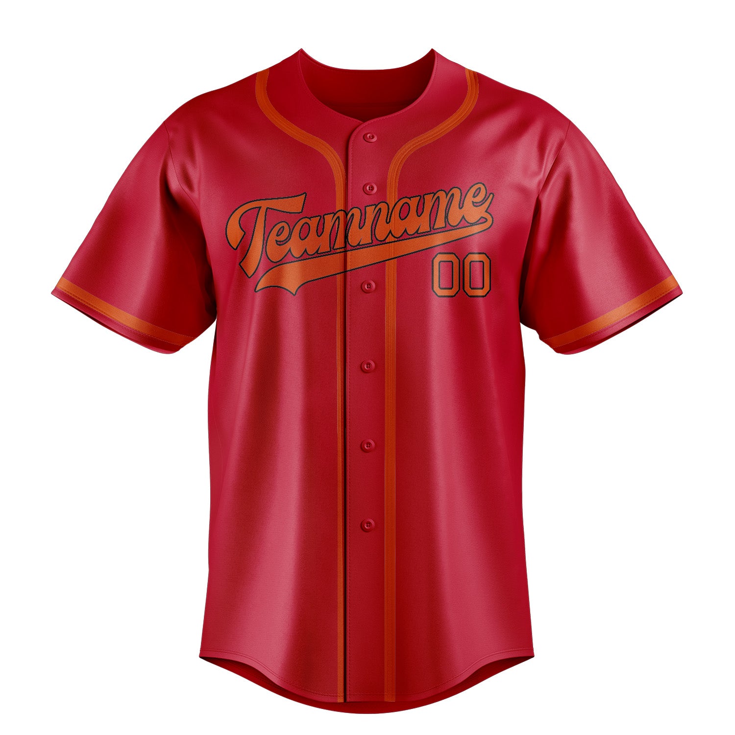 Maillot de baseball personnalisé rouge-orange-rouge