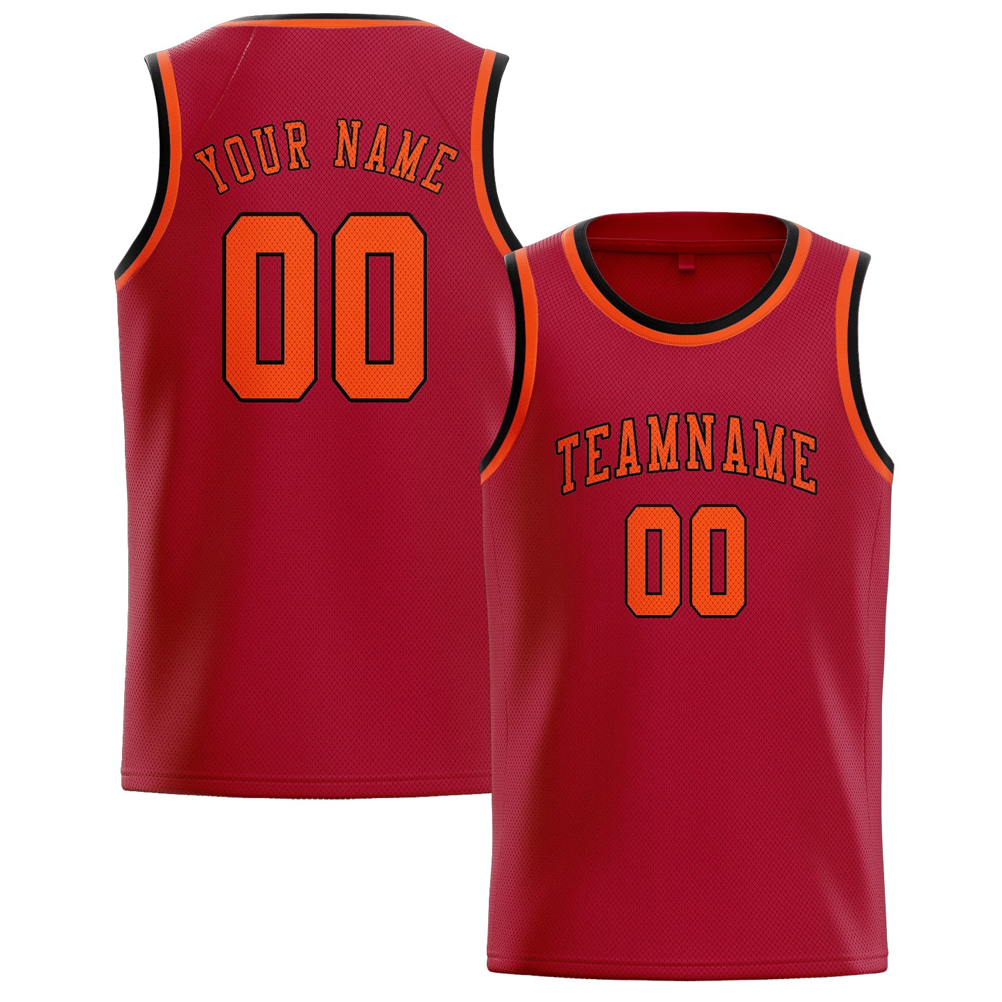 Maillot de basketball personnalisé rouge-orange-rouge